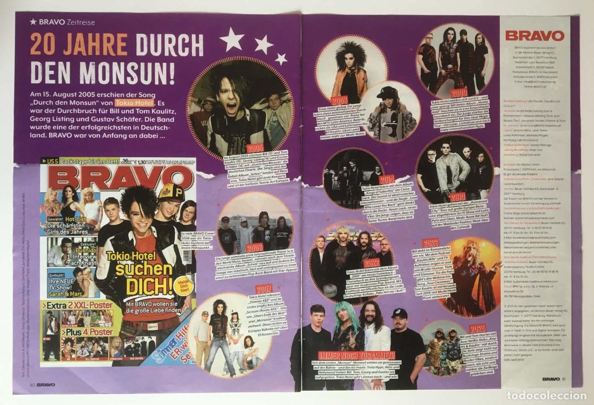 Coleccionismo de Revistas y Peri&oacute;dicos: Tokio Hotel 20th Anniversary Durch Den Monsun Timeline Article Clipping Bravo Magazine Germany Music