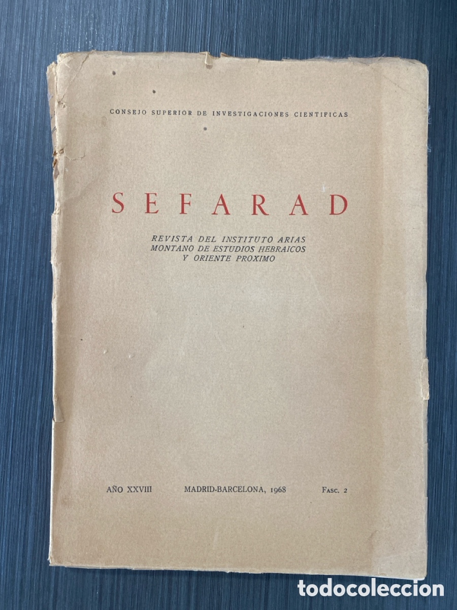 Coleccionismo de Revistas y Peri&oacute;dicos: Sefarad - A&ntilde;o XXVIII - Fasc&iacute;culo 2 (Madrid, 1968)