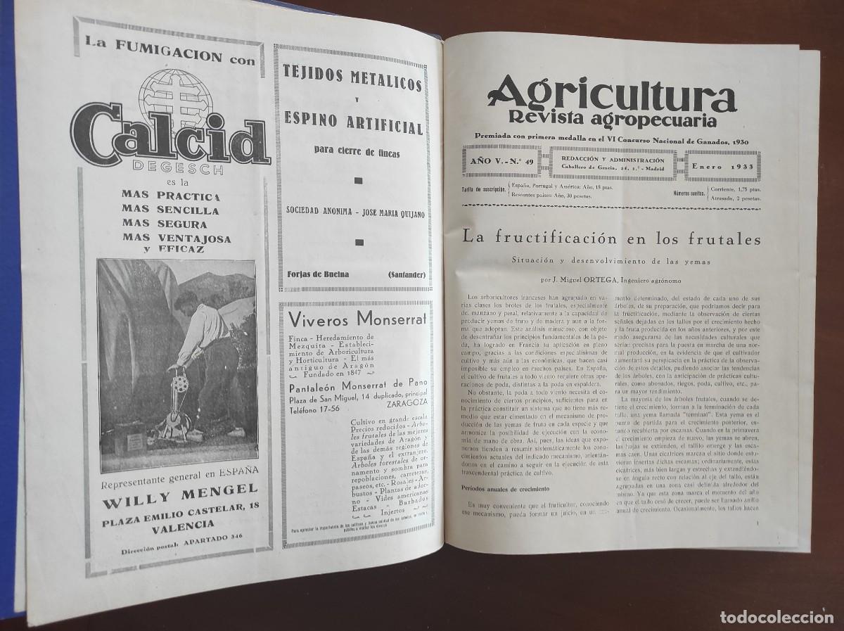 Sammeln von Zeitschriften und Zeitungen: AGRICULTURA REVISTA AGROPECUARIA TOMO CON A&Ntilde;O COMPLETO DE 1933 - DEL N&ordm; 49 AL 60 CON &Iacute;NDICE