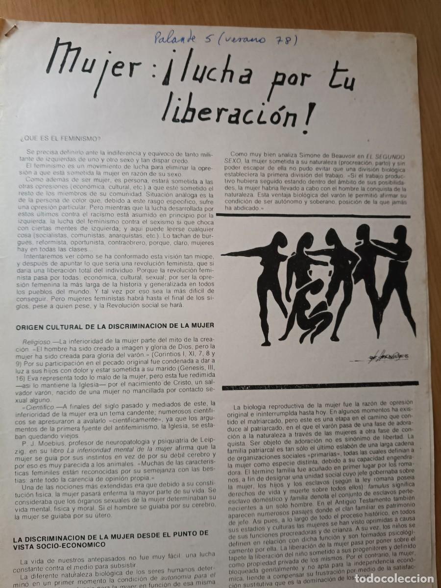 Coleccionismo de Revistas y Peri&oacute;dicos: MUJER, LUCHA POR TU LIBERACI&Oacute;N. 3 PAGINAS REVISTA LIBERTARIA PALANTE N&deg;5 VERANO 1978