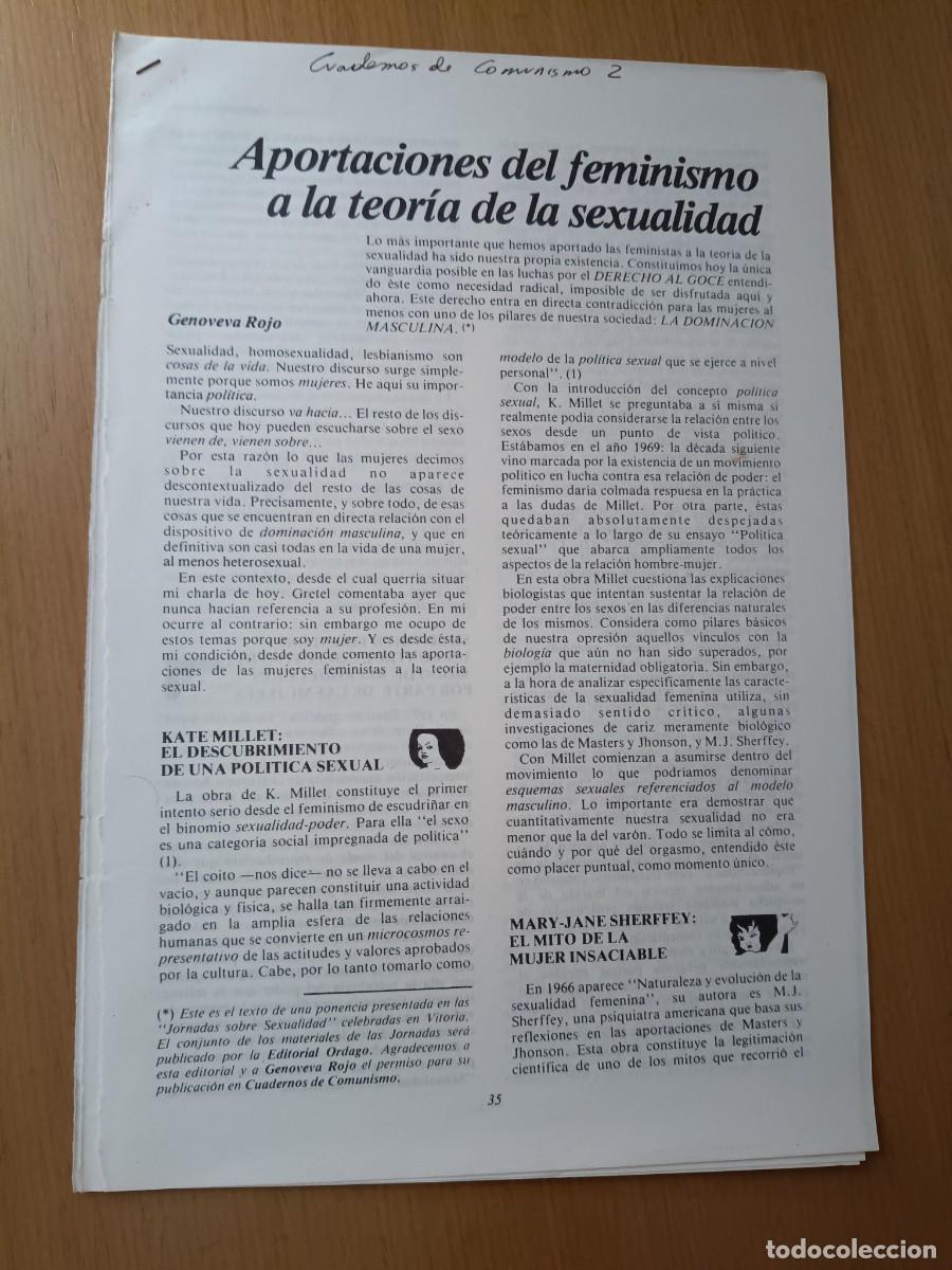 Coleccionismo de Revistas y Peri&oacute;dicos: FEMINISMO Y TEORIA DE LA SEXUALIDAD. GENOVEVA ROJO.. 6 pags DE CUADERNOS DE COMUNISMO (LCR) 1980