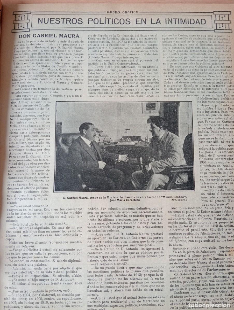Coleccionismo de Revistas y Peri&oacute;dicos: REVISTA ENTERA A&Ntilde;O 1914 GABRIEL MAURA CONDE DE MORTERA ALCALA DEL RIO VICENTE CARRERAS