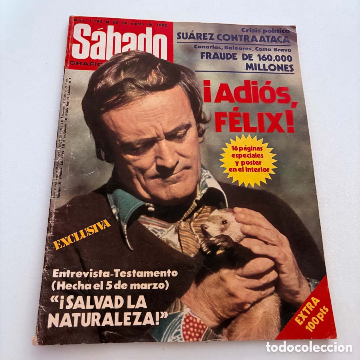 Coleccionismo de Revistas y Peri&oacute;dicos: REVISTA SABADO GRAFICO N&ordm; 1190 MARZO DE 1980 COMPLETA CON POSTER FELIX RODRIGUEZ DE LA FUENTE