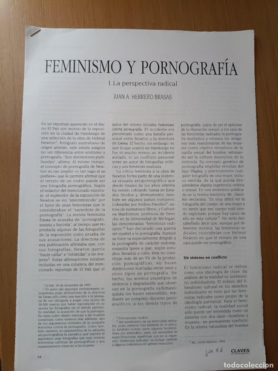 Coleccionismo de Revistas y Peri&oacute;dicos: FEMINISMO Y PORNOGRAFIA. PERSPECTIVA RADICAL. 11 PAGINAS DE REVISTA CLAVES 1996