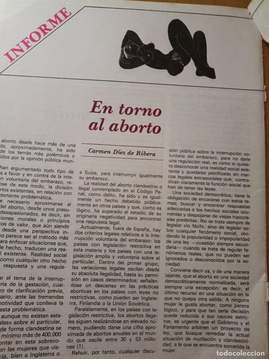 Coleccionismo de Revistas y Peri&oacute;dicos: EN TORNO AL ABORTO. CARMEN DIEZ DE RIBERA.. 3 PAGINAS REVISTA ARGUMENTOS 1977