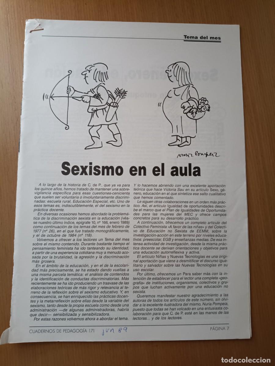 Coleccionismo de Revistas y Peri&oacute;dicos: SEXISMO EN EL AULA. Dossier 17 p&aacute;ginas de CUADERNOS DE PEDAGOGIA 1989.ILUSTRACIONES DE NURIA POMPEIA