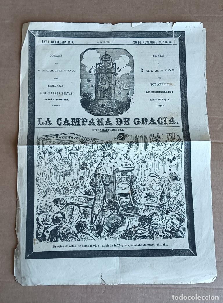 Collection Magazines and Newspapers: LAS CAMPANAS DE GRACIA - Barcelona 20 de novembre de 1870