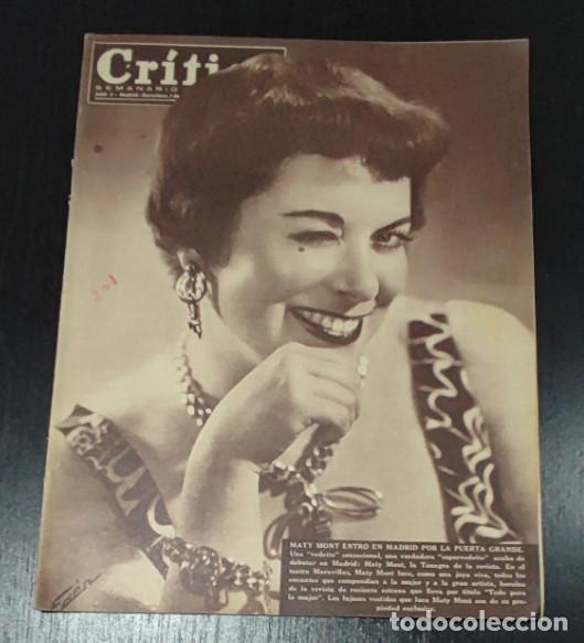 Coleccionismo de Revistas y Peri&oacute;dicos: REVISTA CRITICA 1955, MATY MONT, FRANCO, RAPTO ANA MARIA PELISSIER, MARGARITA ANDREY, EL ROMERITO, P