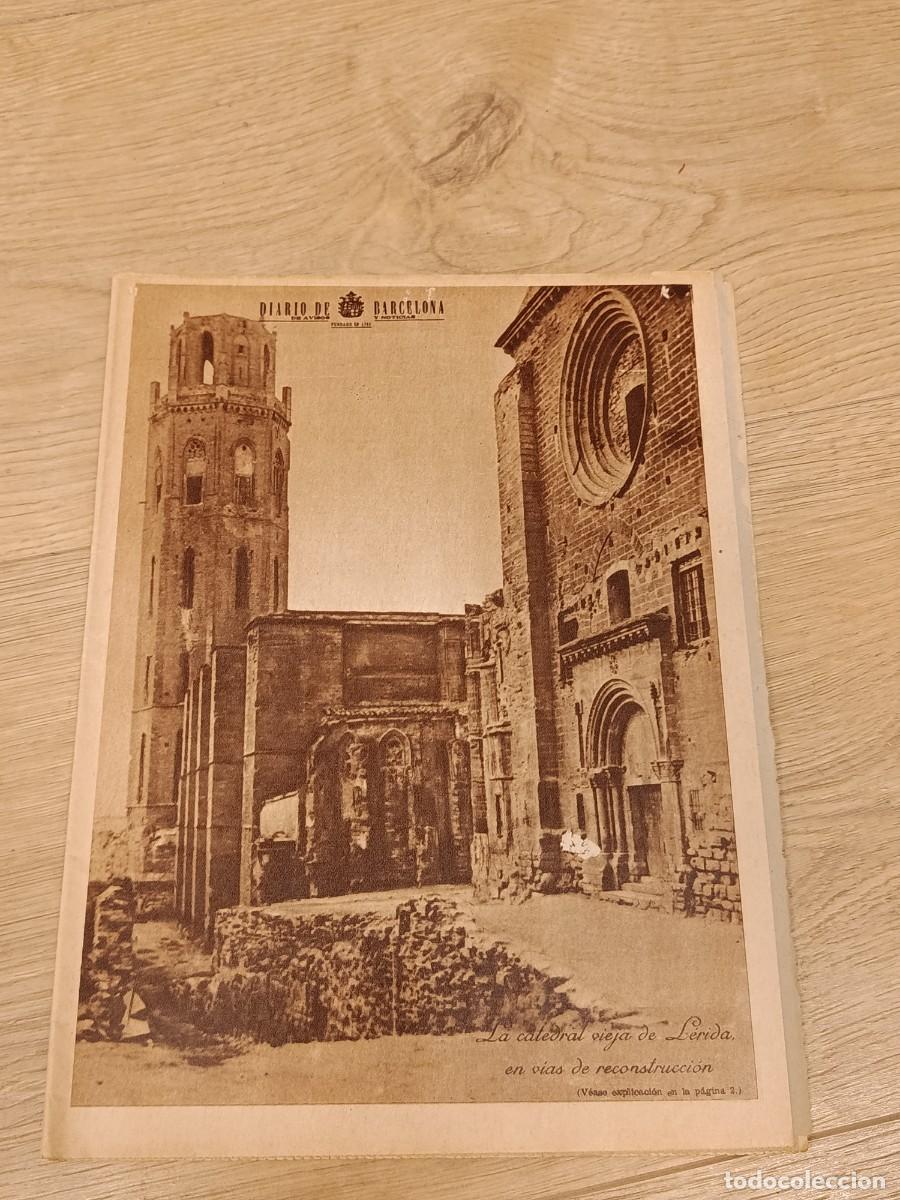 Coleccionismo de Revistas y Peri&oacute;dicos: Diario Diario de Avisos de Barcelona (1948) - Portada La Seu Vella de L&eacute;rida en Reconstrucci&oacute;n - Cin