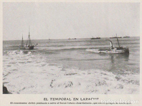 Coleccionismo de Revistas y Peri&oacute;dicos: Temporal en Larache, castillo de la Barra, velero de Jos&eacute; Cubero - 1912