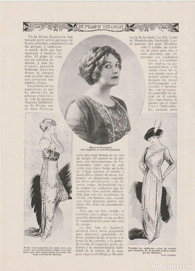 Coleccionismo de Revistas y Peri&oacute;dicos: * MODA FEMENINA * Peinado de madame Nanteuil, Mlle. Blanche Denege, Mlle. Amy Linker- 1912