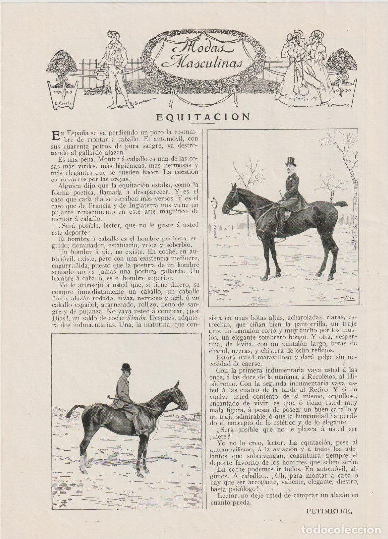 Coleccionismo de Revistas y Peri&oacute;dicos: * MODA MASCULINA * Equitaci&oacute;n - 1912
