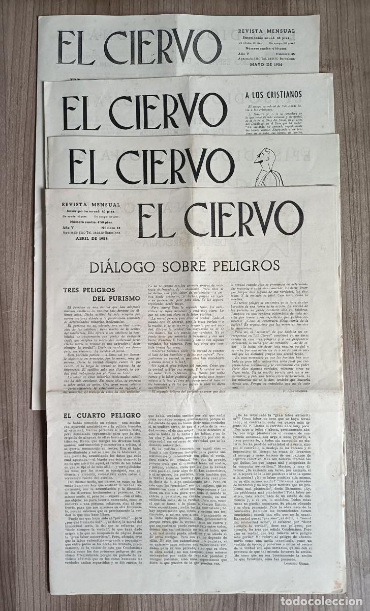 Coleccionismo de Revistas y Peri&oacute;dicos: Lote 4 revista mensuales el Ciervo - 1956