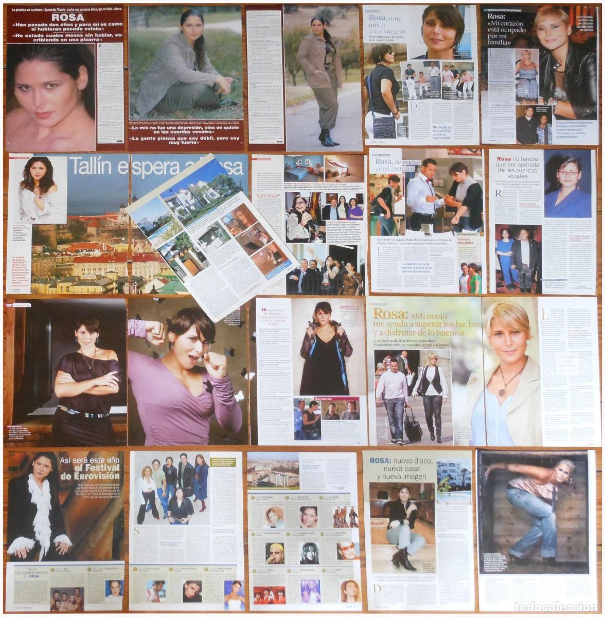 Coleccionismo de revistas y peri&oacute;dicos: ROSA LOPEZ lote de prensa Operacion Triunfo Eurovision clippings fotos recortes revista cantante OT