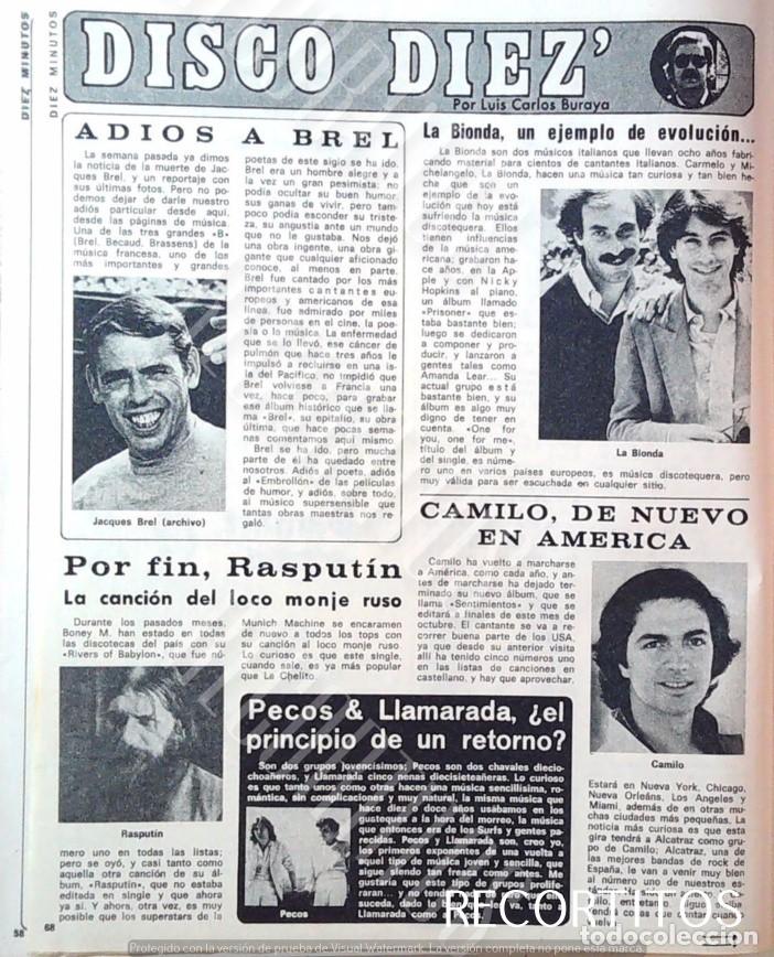 Coleccionismo de Revistas y Peri&oacute;dicos: CAMILO SESTO LA BIONDA RASPUTIN PECOS JACQUES BREL