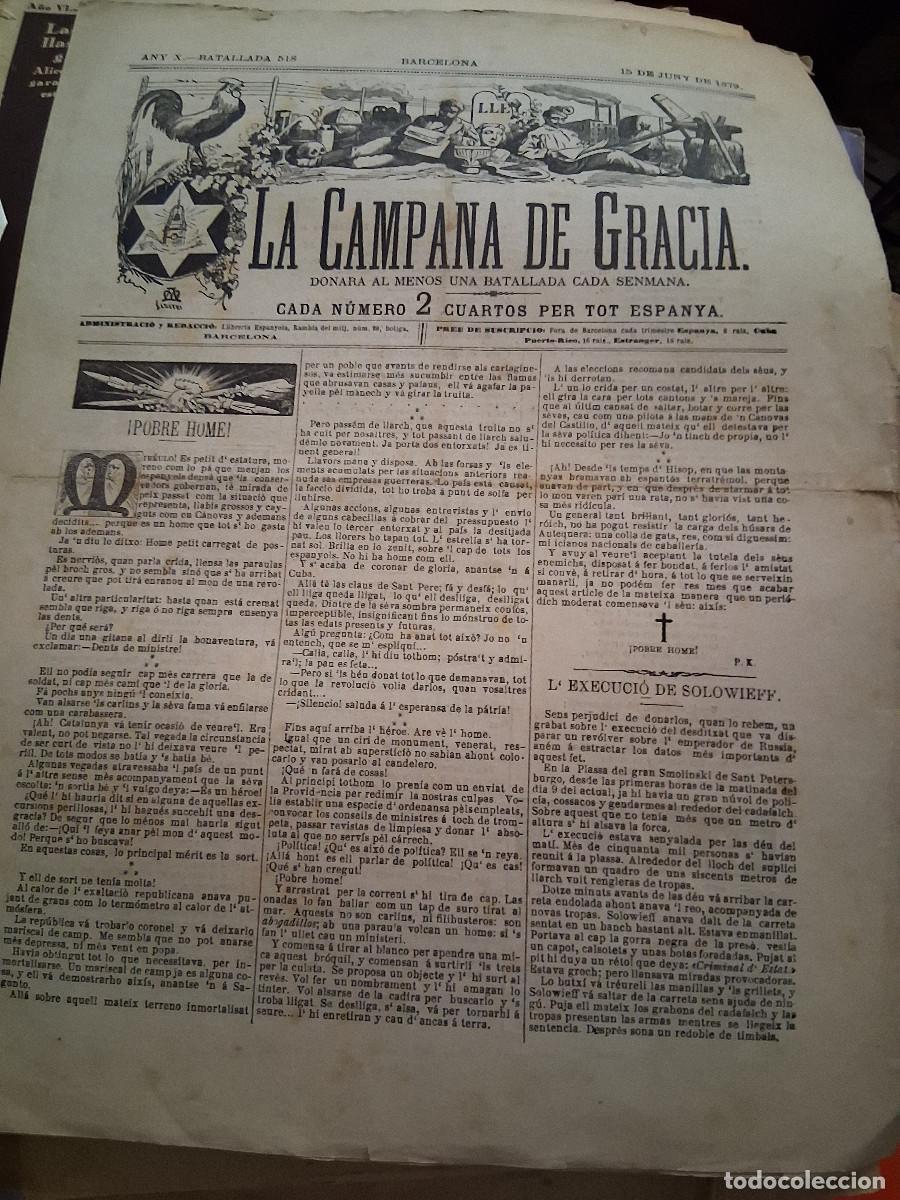 Coleccionismo de Revistas y Peri&oacute;dicos: CAMPANA DE GRACIA, La: Barcelona, n&ordm;518, 15 juny 1879.