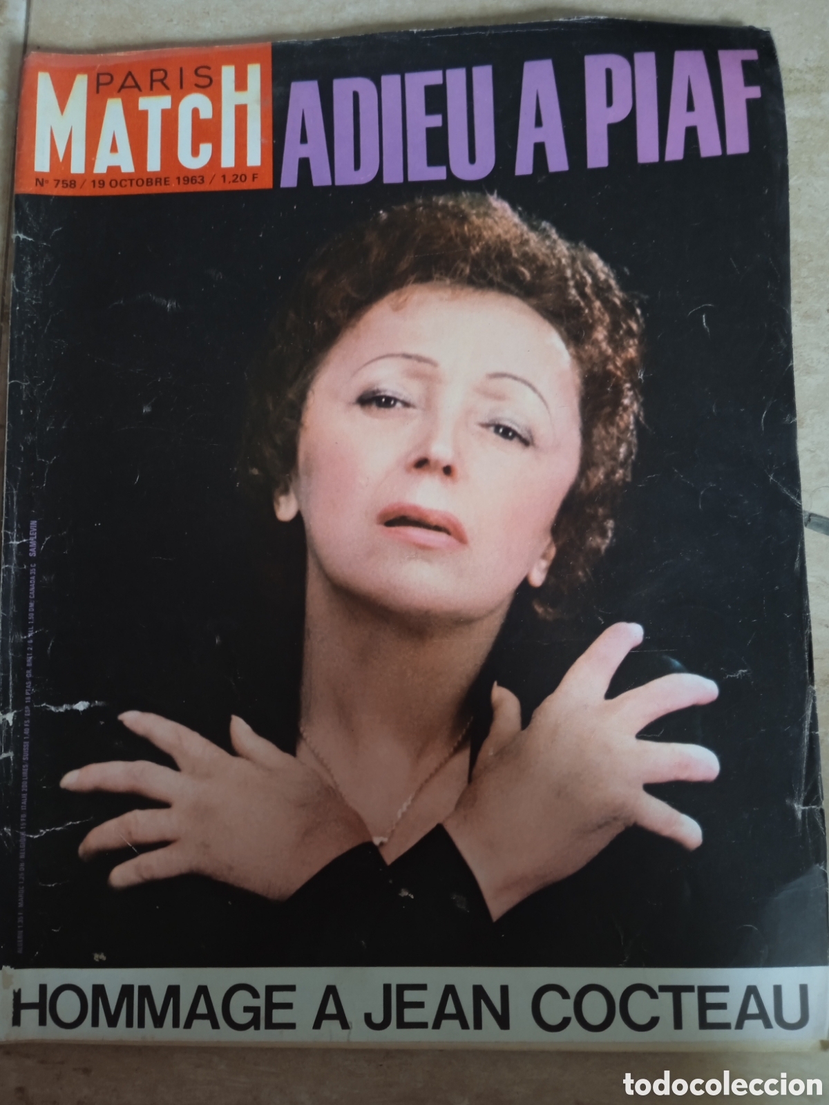 Coleccionismo de Revistas y Peri&oacute;dicos: Paris Match n&deg;758 Adi&oacute;s a Edith Piaf Jean Cocteau