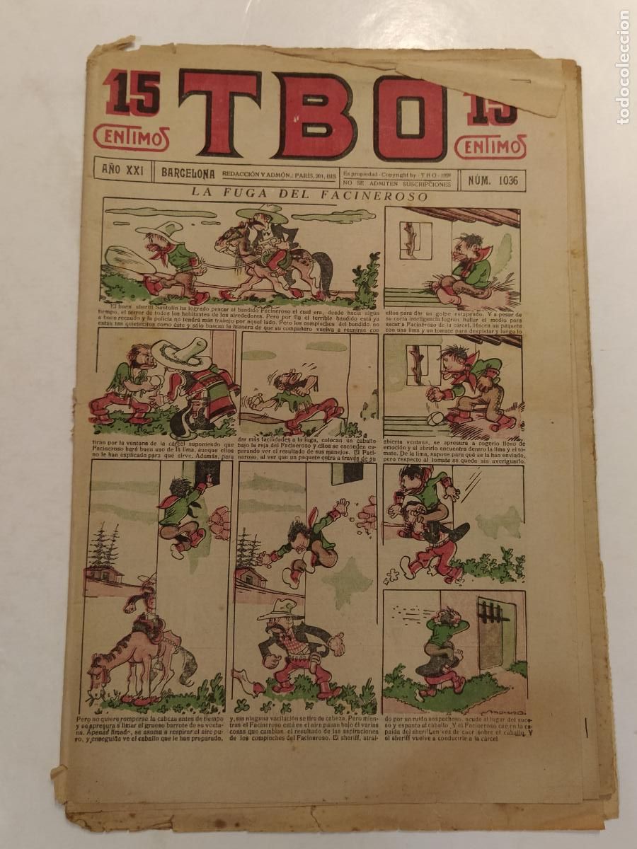 Colecionismo de Revistas e Jornais: TBO - A&Ntilde;O XXI NUMERO 1036 - TEBEO COMIC ANTIGUO - ORIGINAL -(V-28.251)
