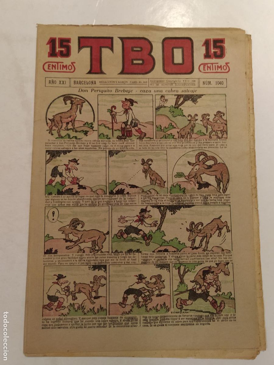 Colecionismo de Revistas e Jornais: TBO - A&Ntilde;O XXI NUMERO 1040 - TEBEO COMIC ANTIGUO - ORIGINAL -(V-28.251)