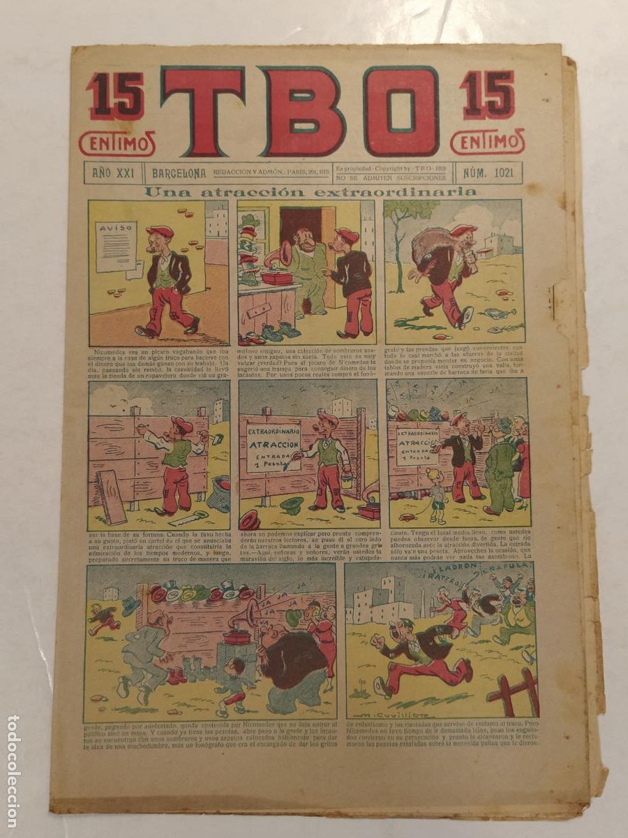 Colecionismo de Revistas e Jornais: TBO - A&Ntilde;O XXI NUMERO 1021- TEBEO COMIC ANTIGUO - ORIGINAL -(V-28.251)