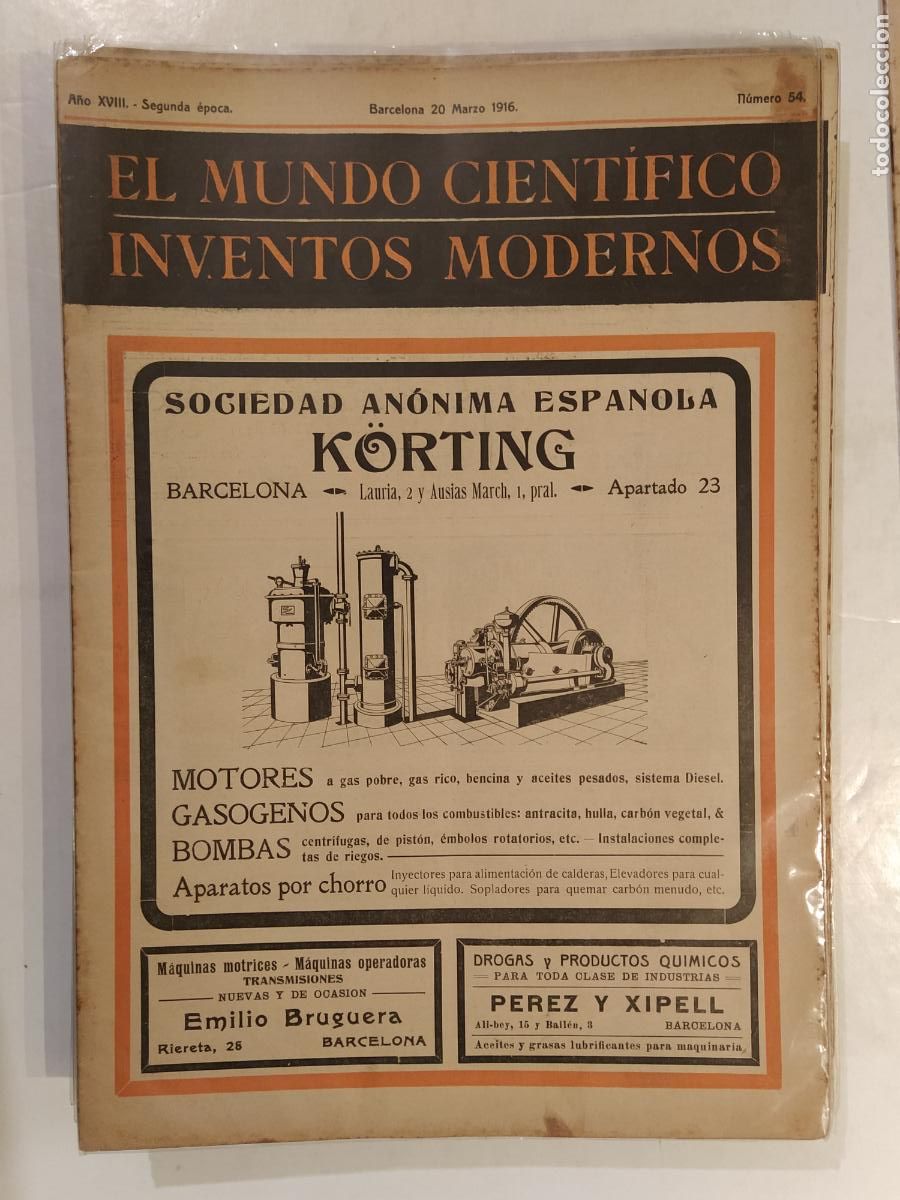 Colecionismo de Revistas e Jornais: CIENCIA - EL MUNDO CIENTIFICO INVENTOS MODERNOS - A&Ntilde;O 1916 NUMERO 54 - REVISTA ANTIGUA - ORIGINAL
