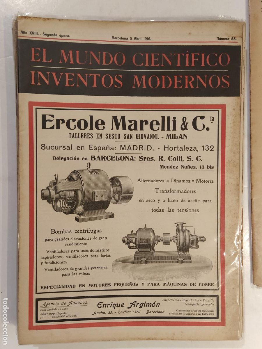 Colecionismo de Revistas e Jornais: CIENCIA - EL MUNDO CIENTIFICO INVENTOS MODERNOS - A&Ntilde;O 1916 NUMERO 55 - REVISTA ANTIGUA - ORIGINAL