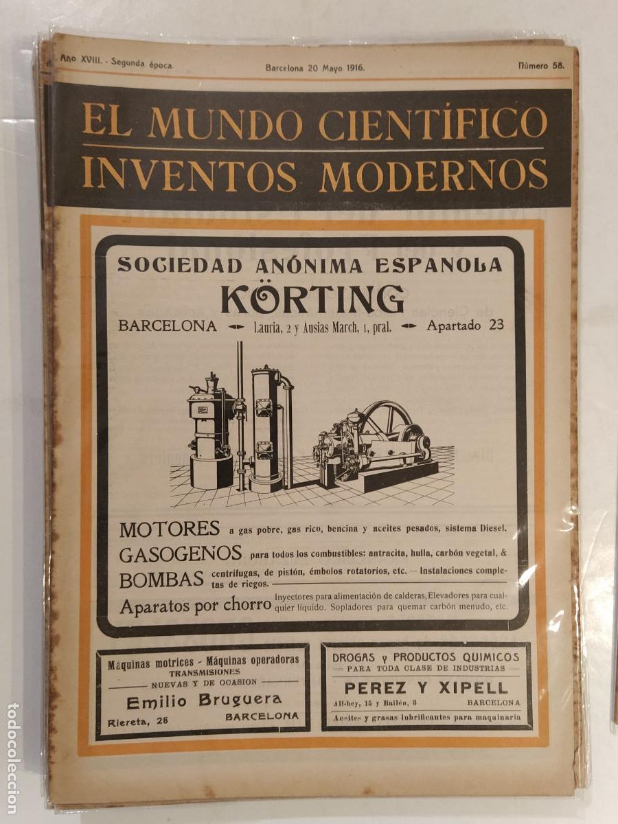 Colecionismo de Revistas e Jornais: CIENCIA - EL MUNDO CIENTIFICO INVENTOS MODERNOS - A&Ntilde;O 1916 NUMERO 58 - REVISTA ANTIGUA - ORIGINAL