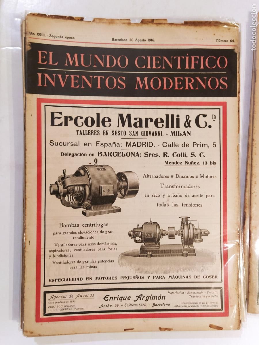 Colecionismo de Revistas e Jornais: CIENCIA - EL MUNDO CIENTIFICO INVENTOS MODERNOS - A&Ntilde;O 1916 NUMERO 64 - REVISTA ANTIGUA - ORIGINAL
