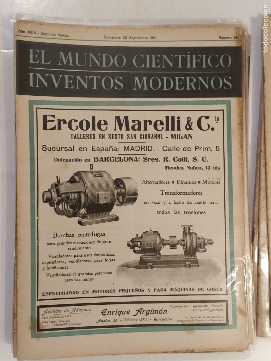 Colecionismo de Revistas e Jornais: CIENCIA - EL MUNDO CIENTIFICO INVENTOS MODERNOS - A&Ntilde;O 1916 NUMERO 66 - REVISTA ANTIGUA - ORIGINAL
