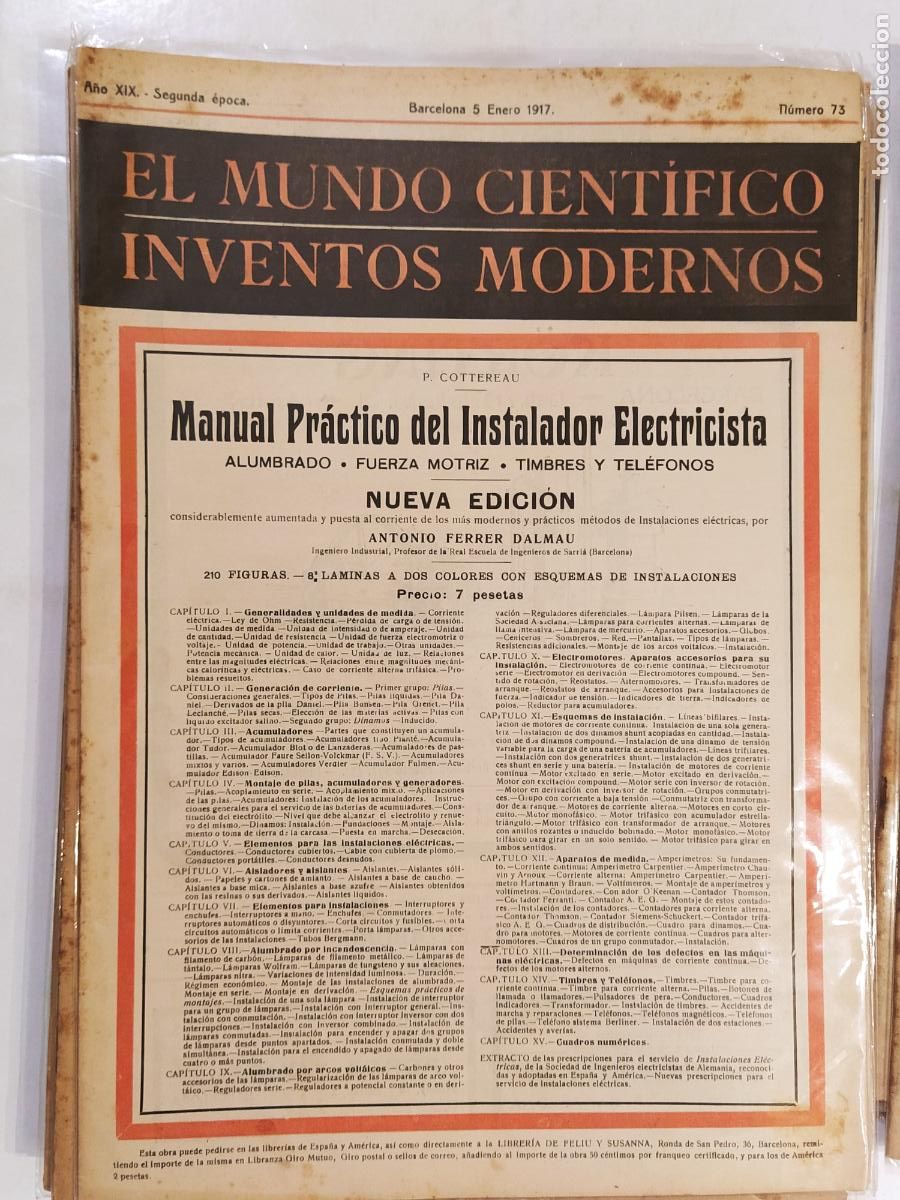 Colecionismo de Revistas e Jornais: CIENCIA - EL MUNDO CIENTIFICO INVENTOS MODERNOS - A&Ntilde;O 1917 NUMERO 73 - REVISTA ANTIGUA - ORIGINAL