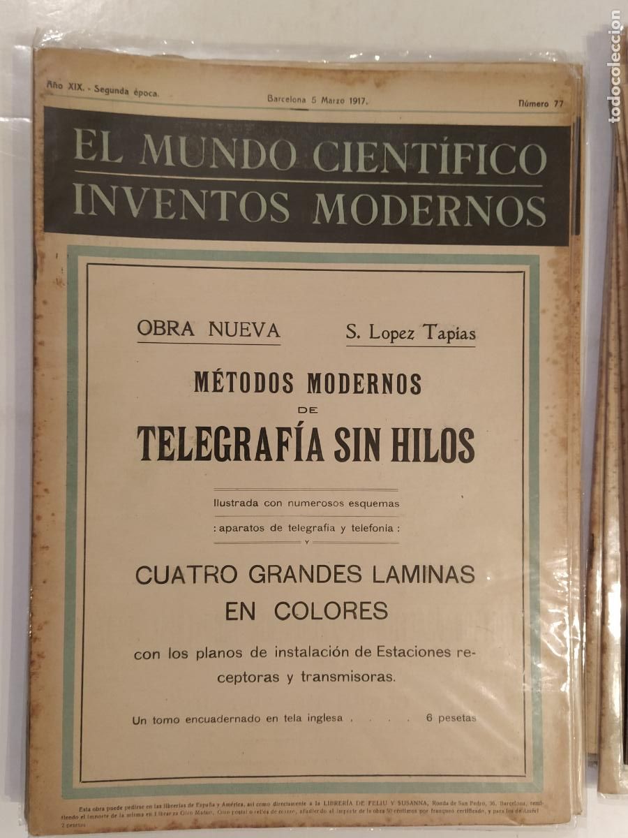 Colecionismo de Revistas e Jornais: CIENCIA - EL MUNDO CIENTIFICO INVENTOS MODERNOS - A&Ntilde;O 1917 NUMERO 77 - REVISTA ANTIGUA - ORIGINAL