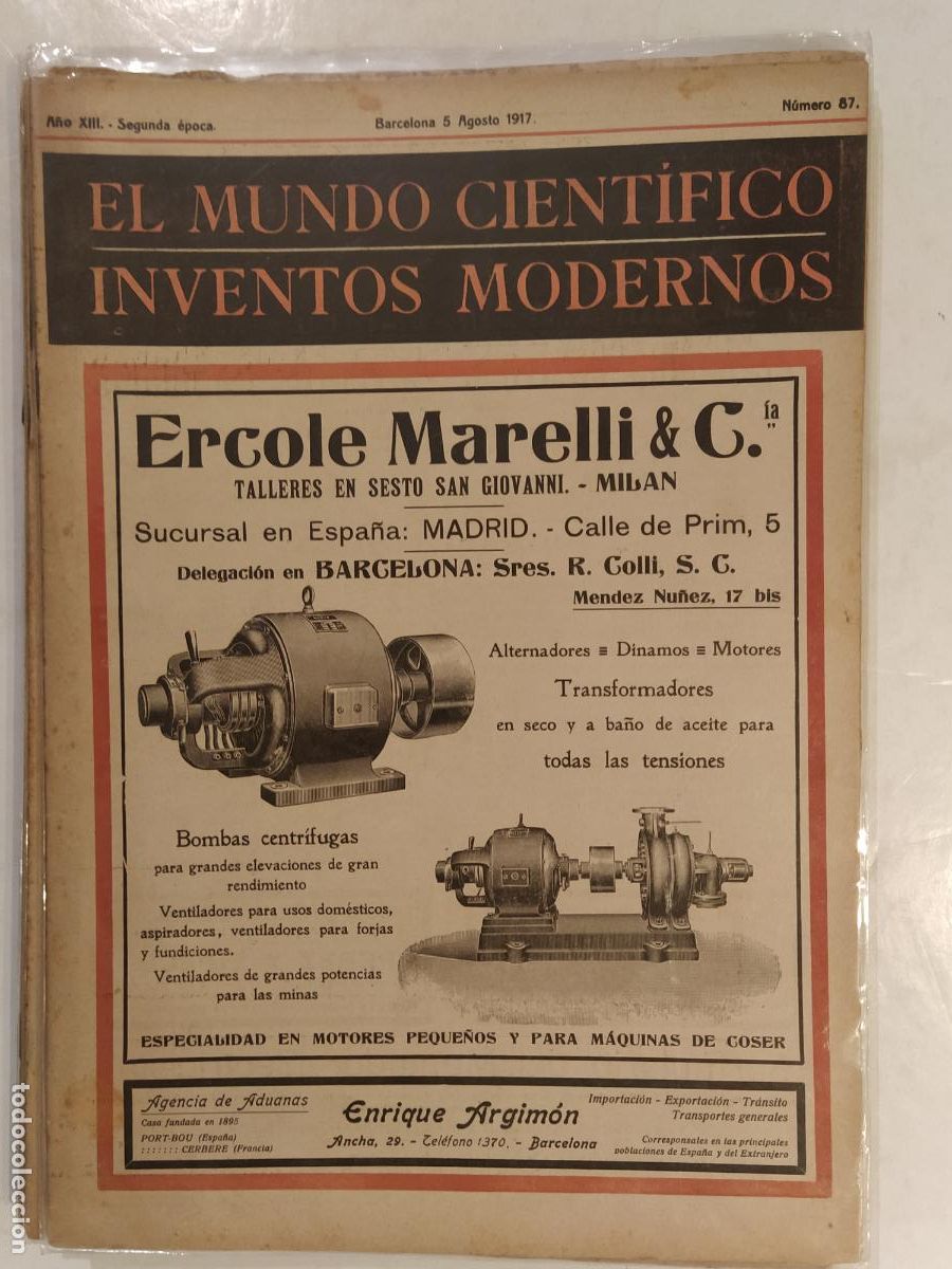 Colecionismo de Revistas e Jornais: CIENCIA - EL MUNDO CIENTIFICO INVENTOS MODERNOS - A&Ntilde;O 1917 NUMERO 87 - REVISTA ANTIGUA - ORIGINAL