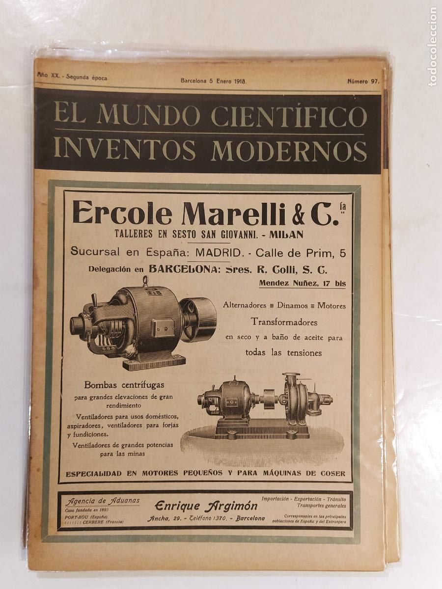 Collection Magazines and Newspapers: CIENCIA - EL MUNDO CIENTIFICO INVENTOS MODERNOS - A&Ntilde;O 1917 NUMERO 97 - REVISTA ANTIGUA - ORIGINAL