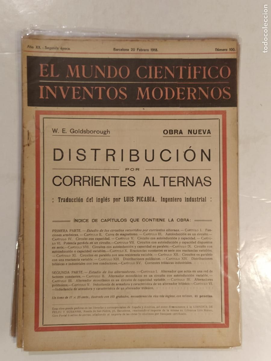 Collezionismo di Riviste e Giornali: CIENCIA - EL MUNDO CIENTIFICO INVENTOS MODERNOS - A&Ntilde;O 1918 NUMERO 100 - REVISTA ANTIGUA - ORIGINAL