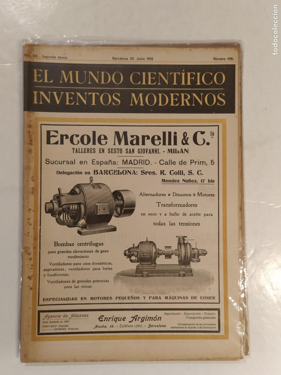 Collezionismo di Riviste e Giornali: CIENCIA - EL MUNDO CIENTIFICO INVENTOS MODERNOS - A&Ntilde;O 1918 NUMERO 108 - REVISTA ANTIGUA - ORIGINAL