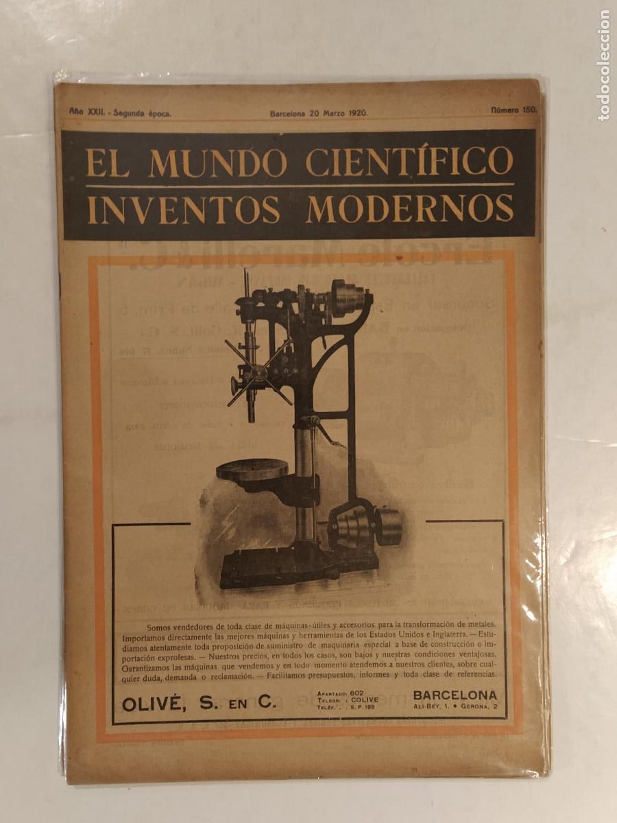 Collezionismo di Riviste e Giornali: CIENCIA - EL MUNDO CIENTIFICO INVENTOS MODERNOS - A&Ntilde;O 1920 NUMERO 150 - REVISTA ANTIGUA - ORIGINAL