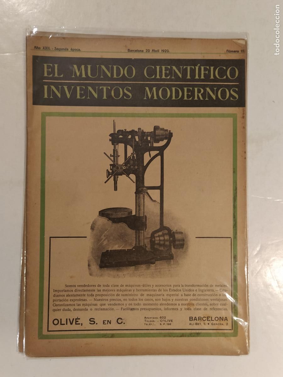 Collezionismo di Riviste e Giornali: CIENCIA - EL MUNDO CIENTIFICO INVENTOS MODERNOS - A&Ntilde;O 1920 NUMERO 152 - REVISTA ANTIGUA - ORIGINAL