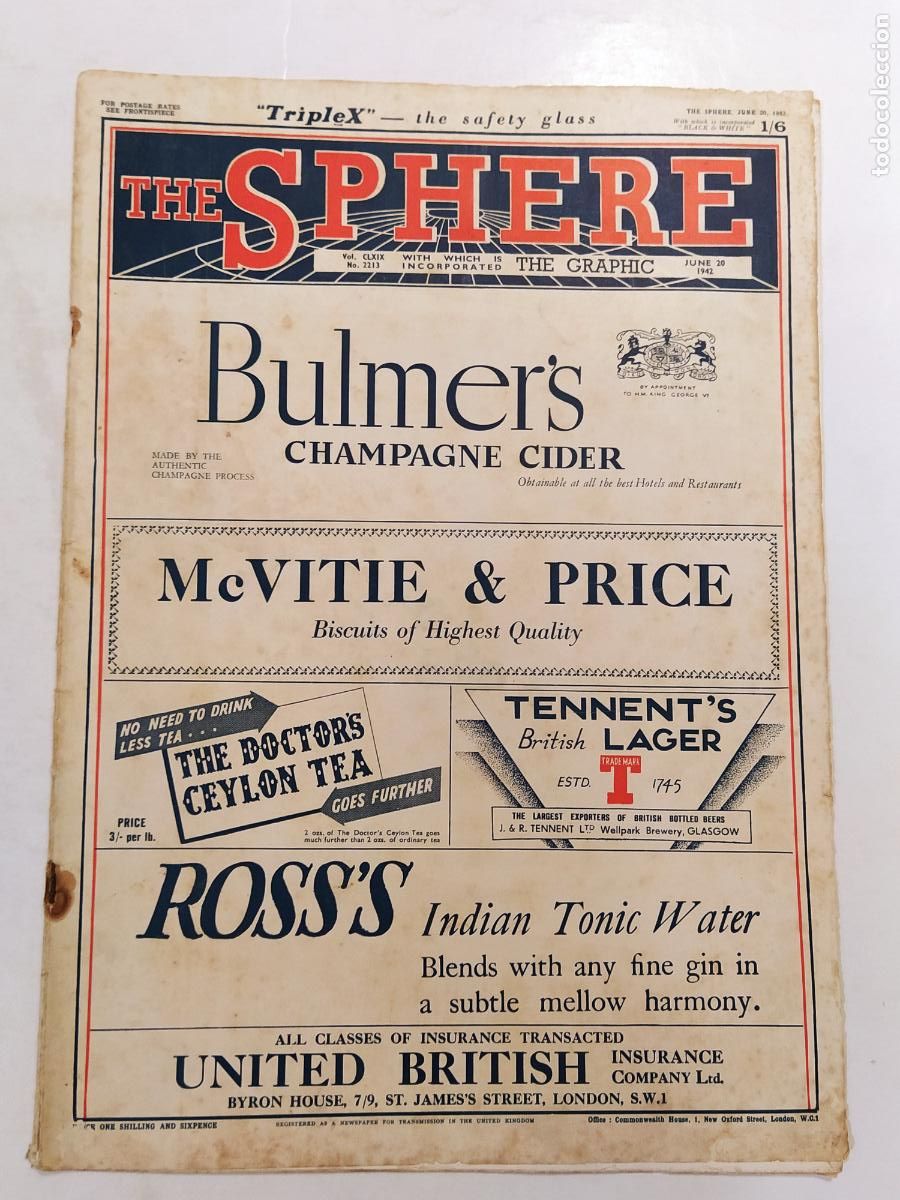 Coleccionismo de Revistas y Peri&oacute;dicos: THE SPHERE - A&Ntilde;O 1942 - REVISTA ANTIGUA - ORIGINAL