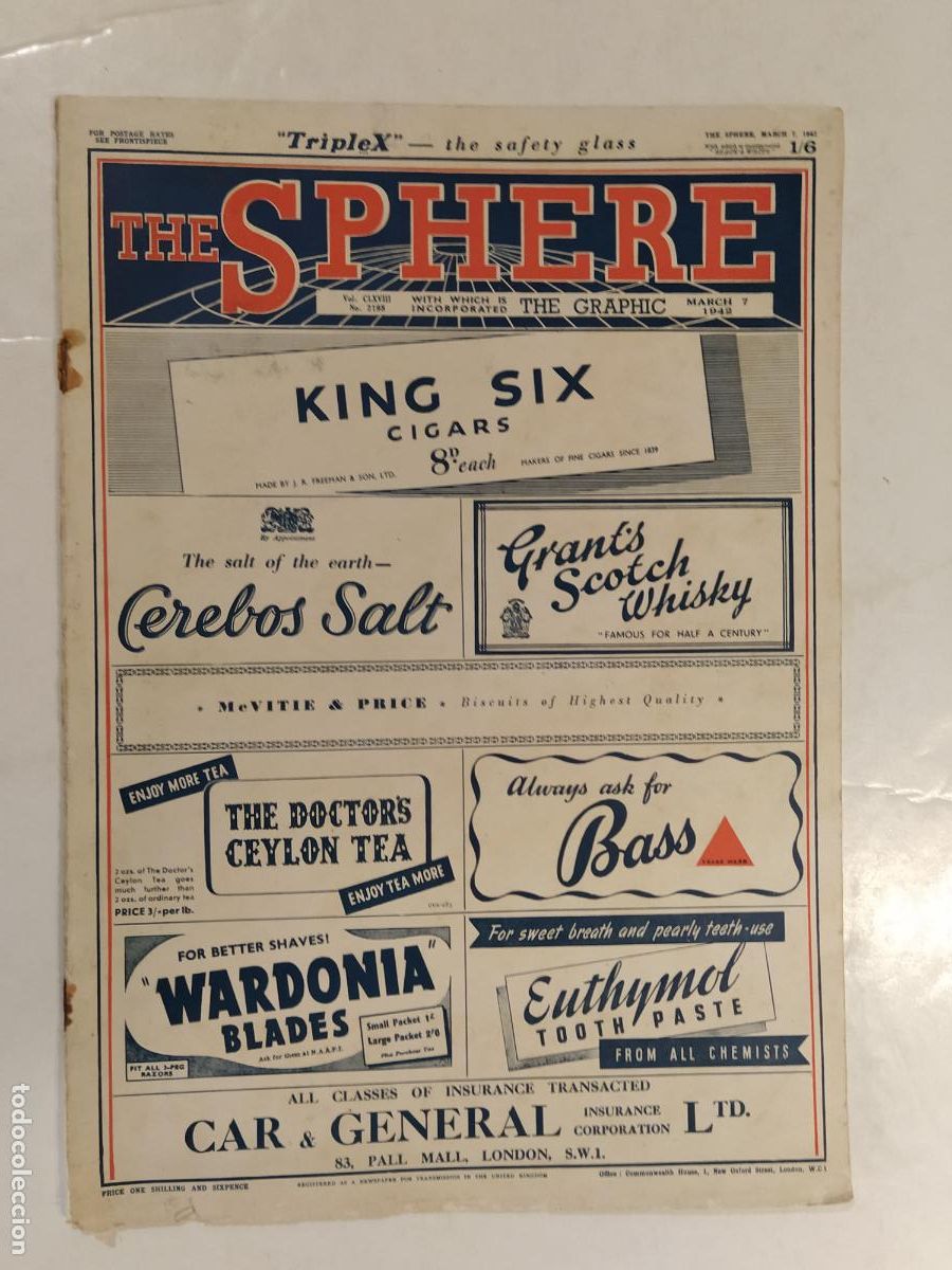 Coleccionismo de Revistas y Peri&oacute;dicos: THE SPHERE - A&Ntilde;O 1942 - REVISTA ANTIGUA - ORIGINAL