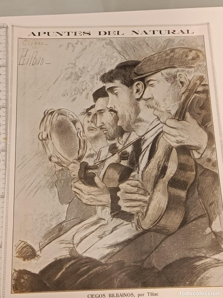 Coleccionismo de Revistas y Peri&oacute;dicos: Ilustraci&oacute;n Original de J.P. Tillac: Ciegos Bilba&iacute;nos - M&uacute;sicos Callejeros (A&ntilde;os 10). Para enmarcar.