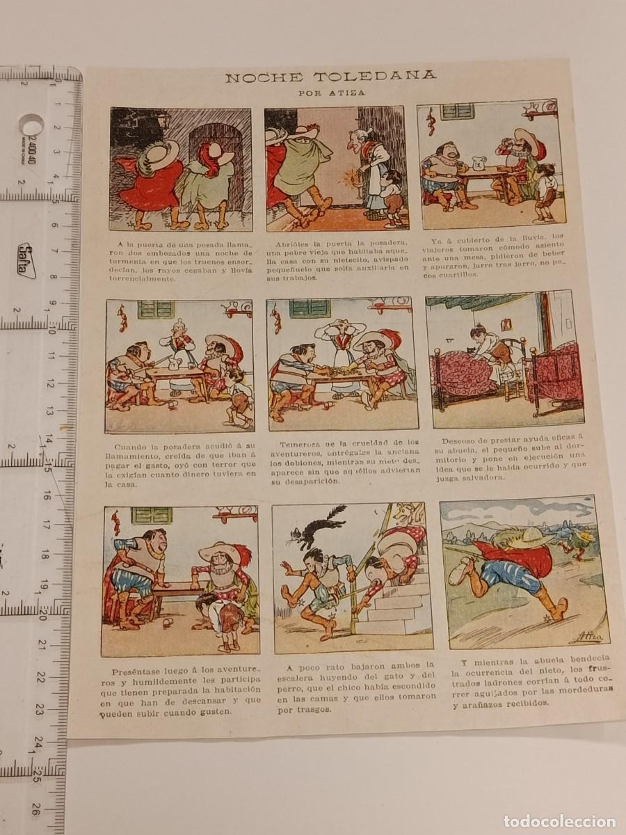 Coleccionismo de Revistas y Peri&oacute;dicos: L&aacute;mina Tira C&oacute;mica &rdquo;Noche Toledana&rdquo; por Atiza. Revista Blanco y Negro c. 1925. Humor gr&aacute;fico.
