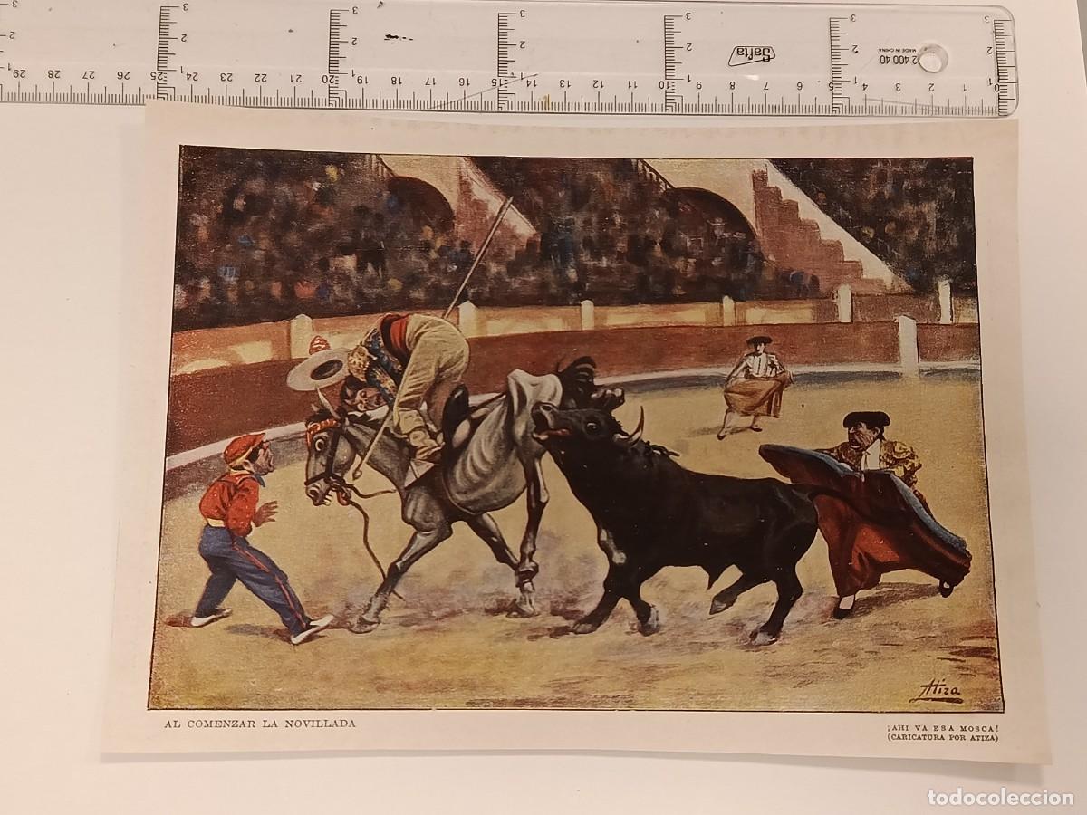 Coleccionismo de Revistas y Peri&oacute;dicos: L&aacute;mina Humor Taurino &rdquo;Al comenzar la novillada&rdquo; por Atiza. Blanco y Negro. A&ntilde;os 20-30. Toros.