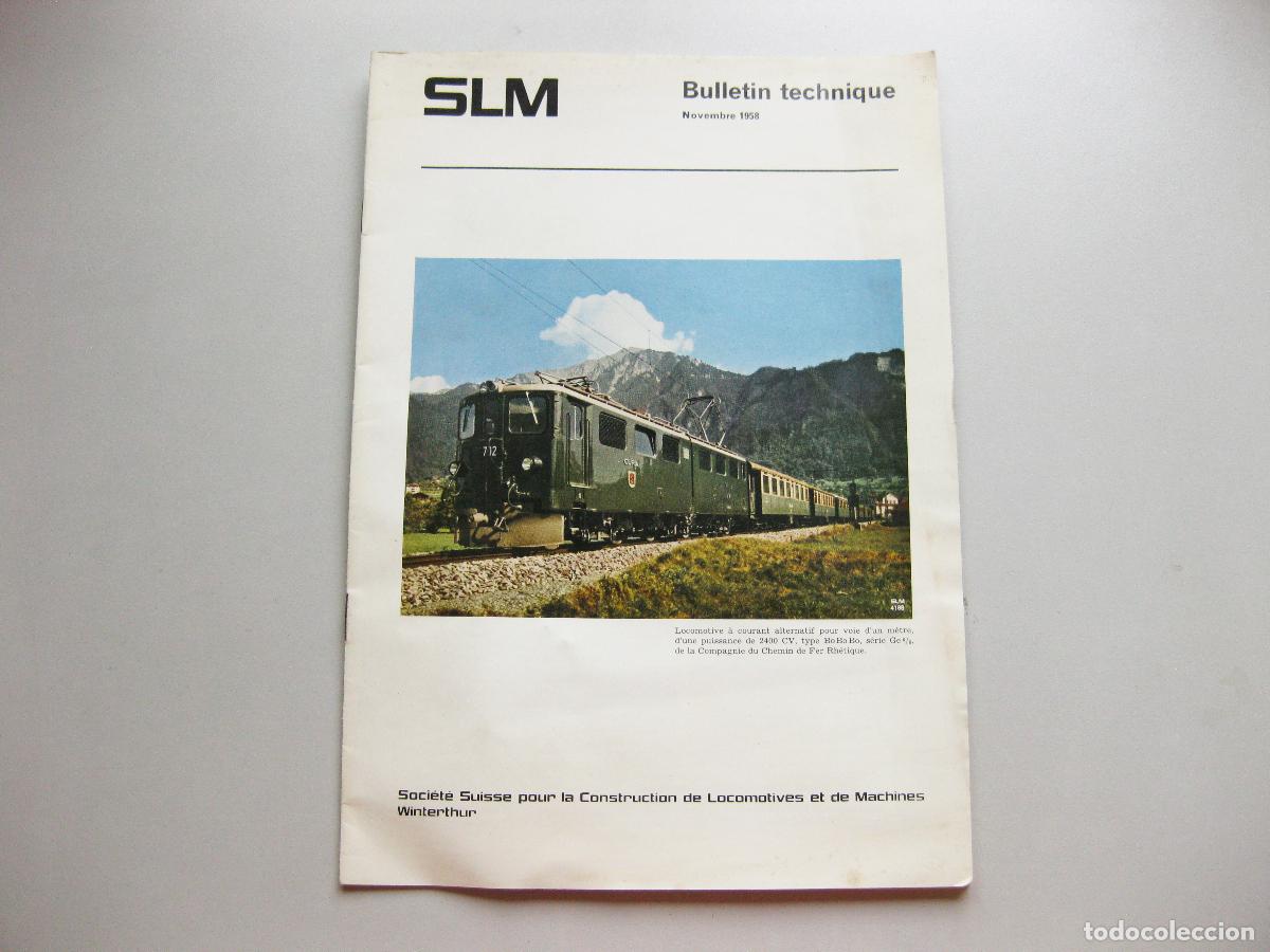 Sammeln von Zeitschriften und Zeitungen: BOLET&Iacute;N DE LOCOMOTORAS O AUTOMOTORES SLM WINTERTHUR. NOVIEMBRE DE 1958. BULLETIN TECHNIQUE