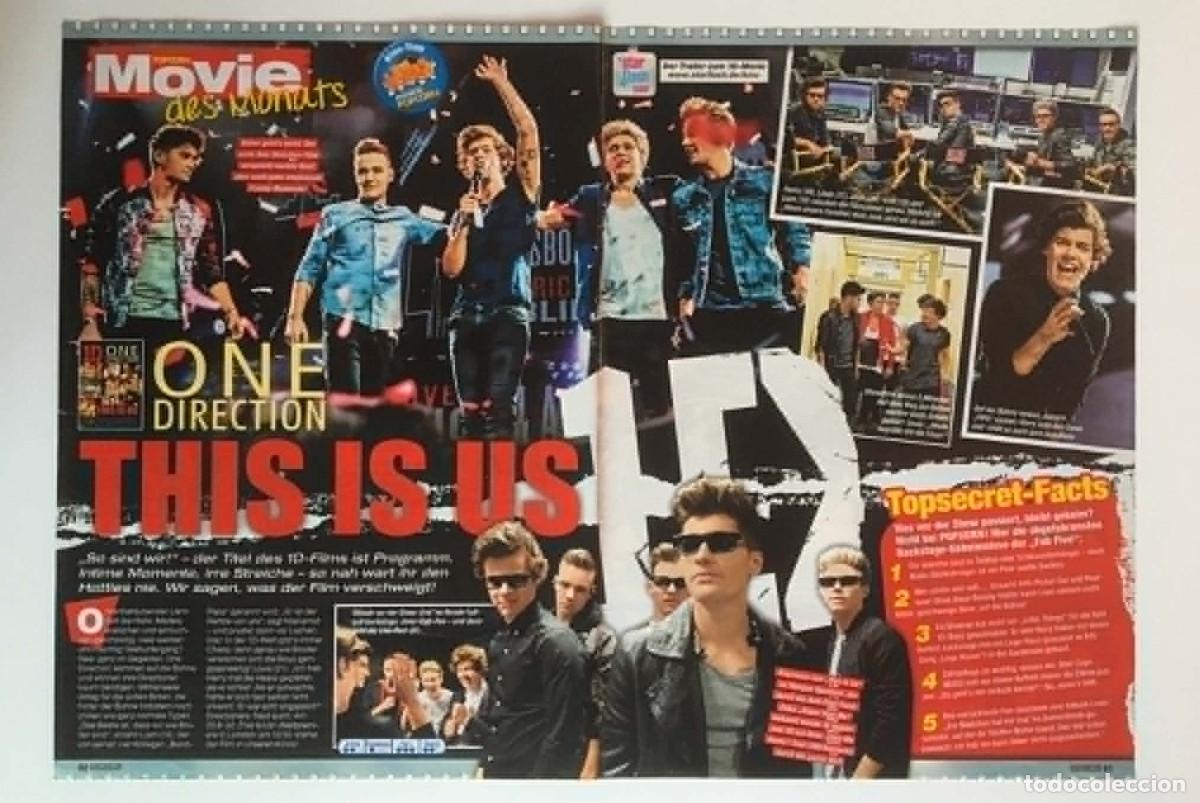 Coleccionismo de Revistas y Peri&oacute;dicos: One Direction This Is Us Movie Feature Rare German Popcorn Magazine 2-Page Article Clipping A3