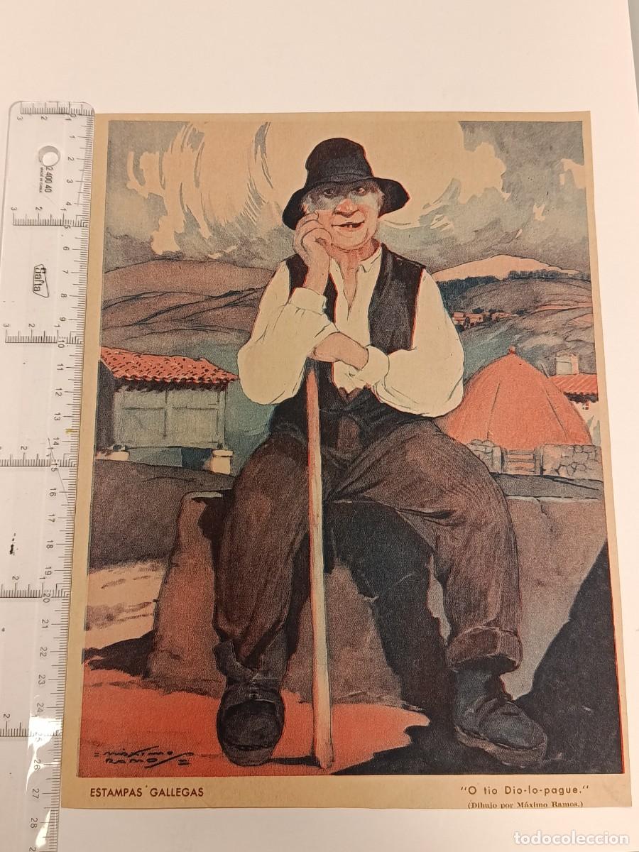 Collezionismo di Riviste e Giornali: L&aacute;mina &rdquo;Estampas Gallegas - O tio Dio-lo-pague&rdquo; M&aacute;ximo Ramos. Diario ABC. A&ntilde;os 30. Galicia.