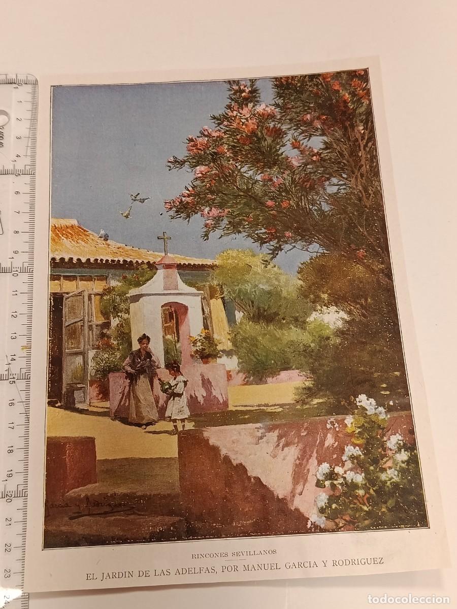 Collezionismo di Riviste e Giornali: L&aacute;mina Ilustraci&oacute;n &rdquo;El jard&iacute;n de las adelfas&rdquo; - Manuel Garc&iacute;a Rodr&iacute;guez. Blanco y Negro. 1910-1930.