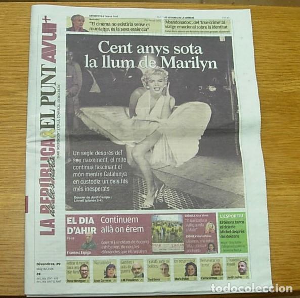 Collection Magazines and Newspapers: Peri&oacute;dico Diari AVUI 29 Mayo 2026 29/05/2026 MARILYN MONROE en Portada 100 a&ntilde;os de su nacimiento