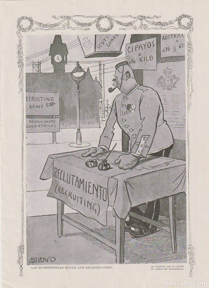 Collezionismo di Riviste e Giornali: * I GUERRA MUNDIAL * La carest&iacute;a de la carne de ca&ntilde;on en Inglaterra / humor de Sileno - 1915