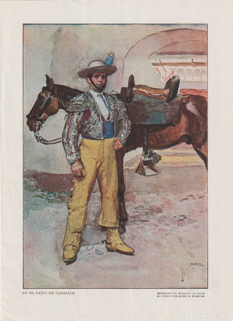 Collezionismo di Riviste e Giornali: En el patio de caballos / &Aacute;ngel D. Huertas; reverso: Paisajes de abril / M. Garcia y Rodr&iacute;guez 1915