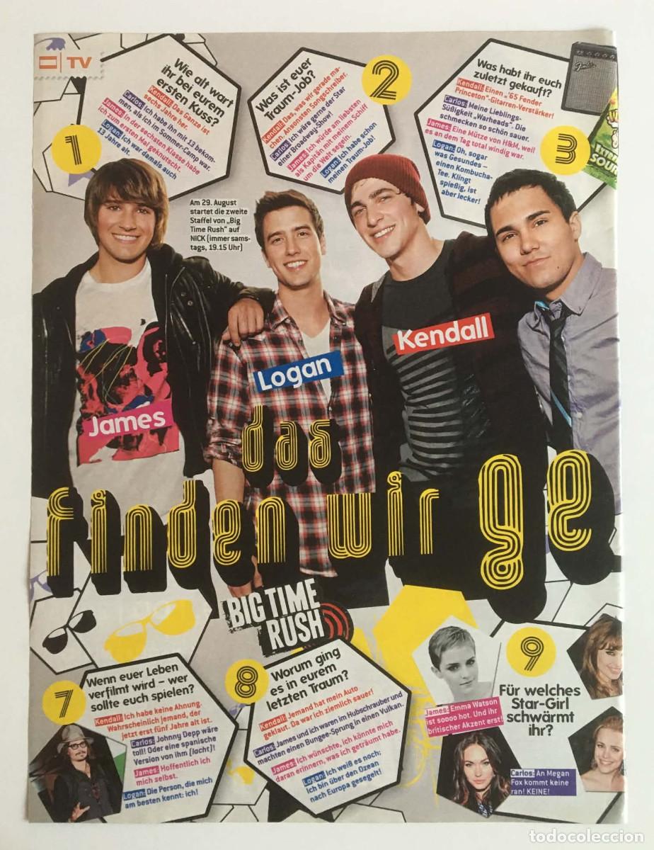 Coleccionismo de Revistas y Peri&oacute;dicos: Big Time Rush Rare German Hey! Magazine A4 Interview Clipping Music TV